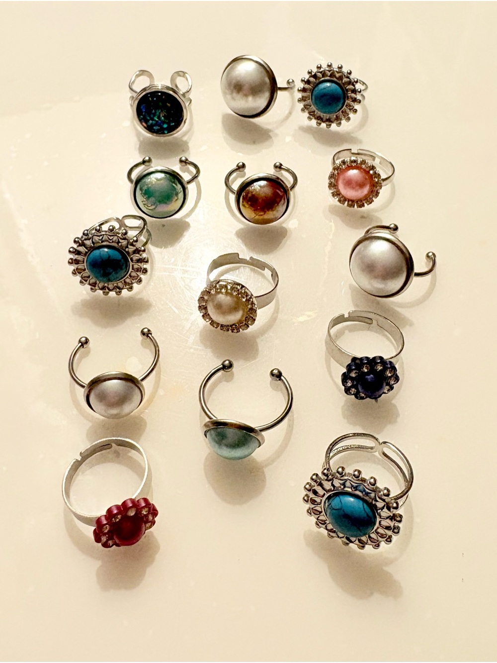 14pc Of Assorted Women's Silver-Tone Gemstone Rings - Multi Color NWOT